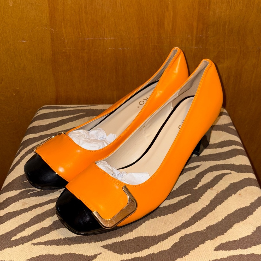 Ashro Vibrant Orange and Black Heels